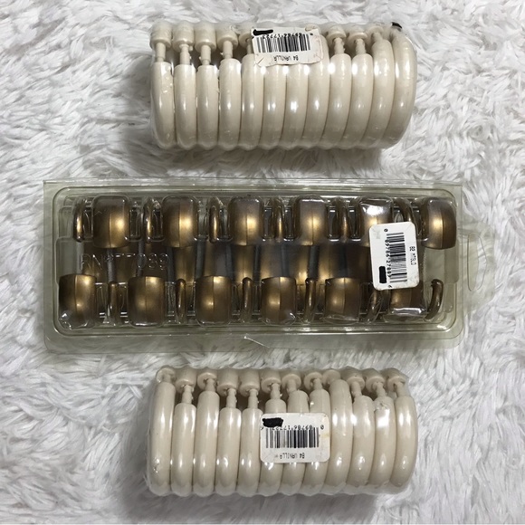 Set of 3 (12 ct. each) Ivory & Bronze Gold Shower Curtain Rings/Hooks - Picture 2 of 4